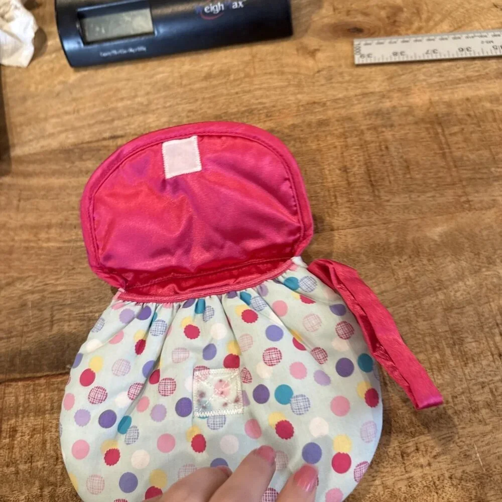 American Girl Bitty Baby Twins Doll Pink MOMMY PURSE for Child Blue Pink Dots
